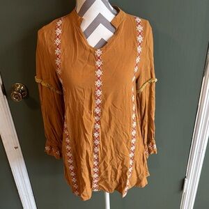 JODIFL Rust Embroidered Blouse